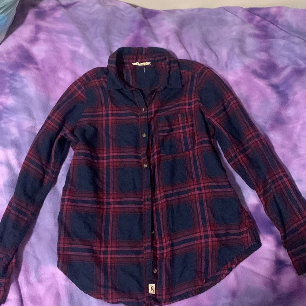 Hollister Purple Maroon Flannel